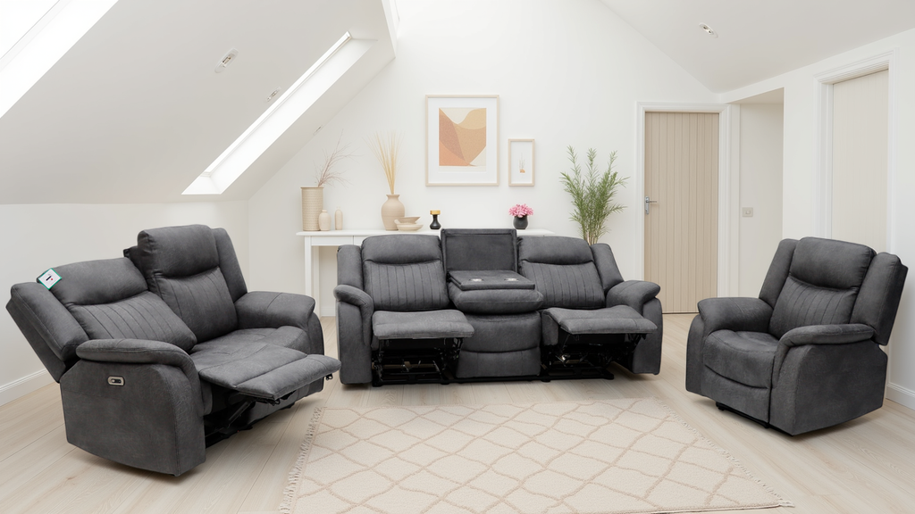 Leon Electric Recliner Sofa Grey 3+2+1 Set