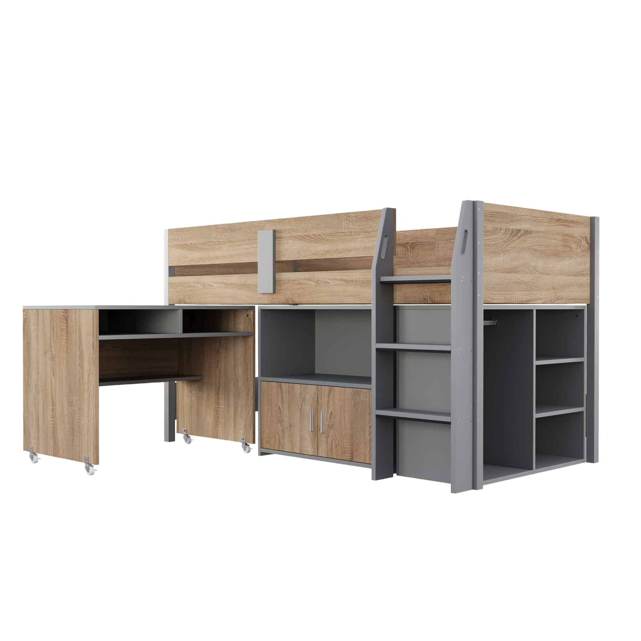 Alfie Midi Sleeper Grey & Medium Oak