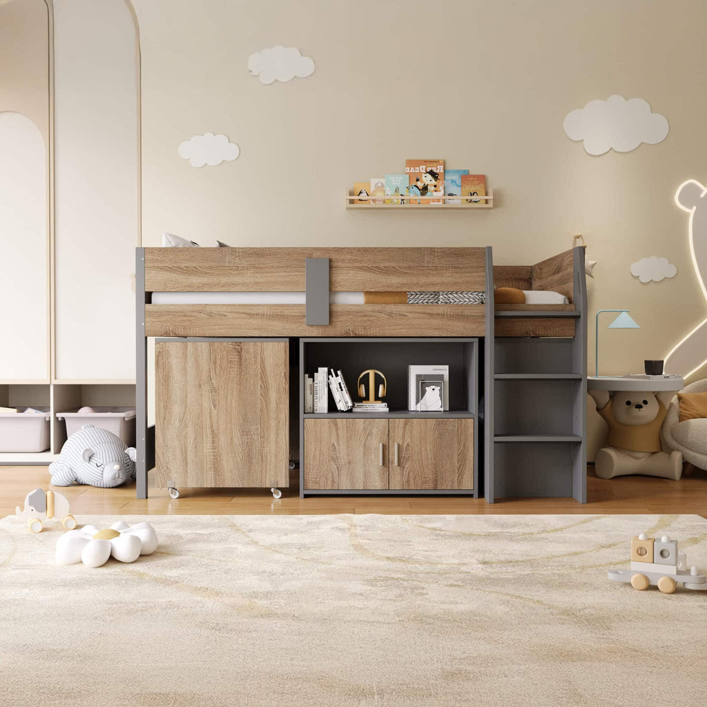 Alfie Midi Sleeper Grey & Medium Oak