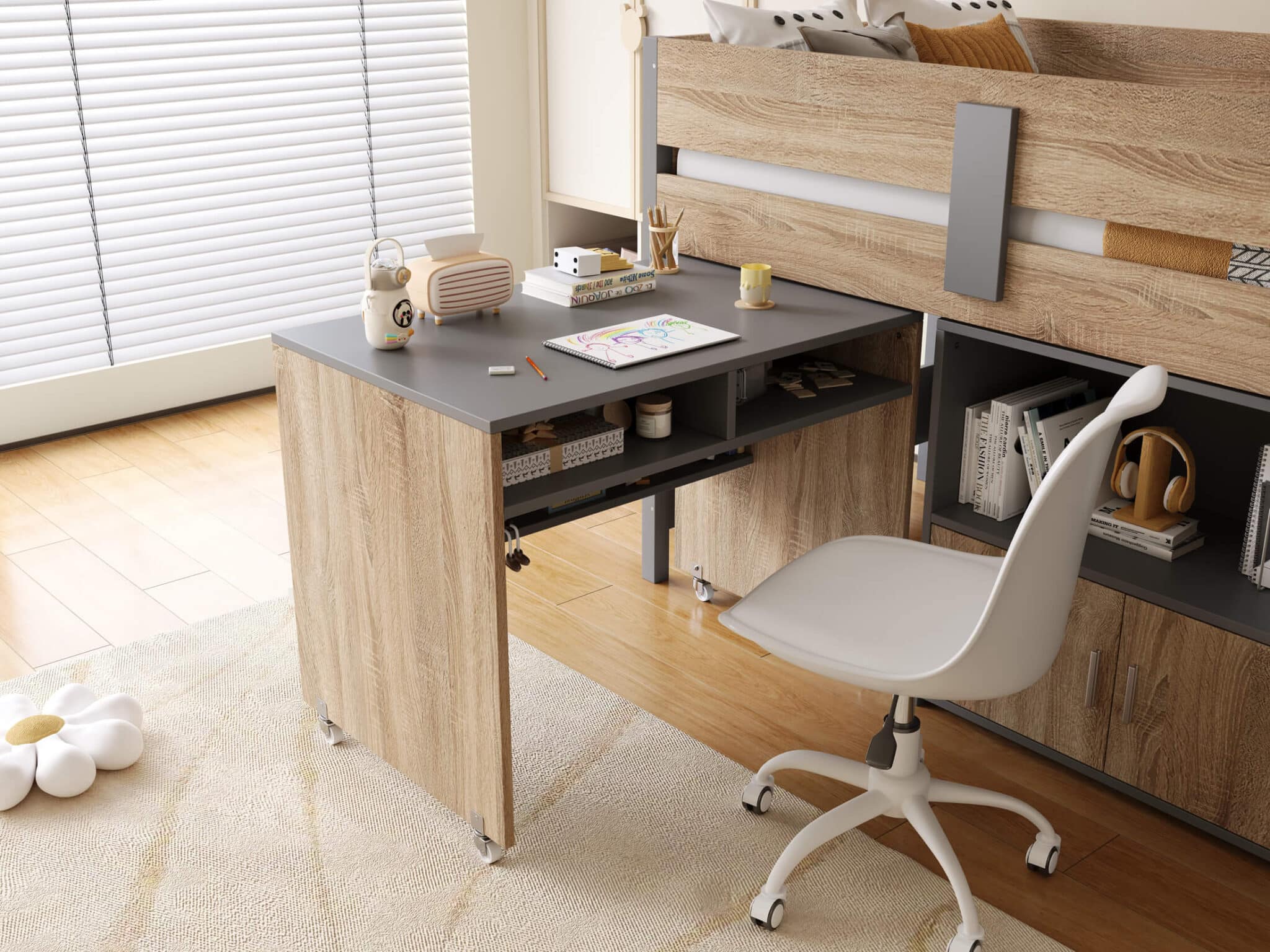 Alfie Midi Sleeper Grey & Medium Oak