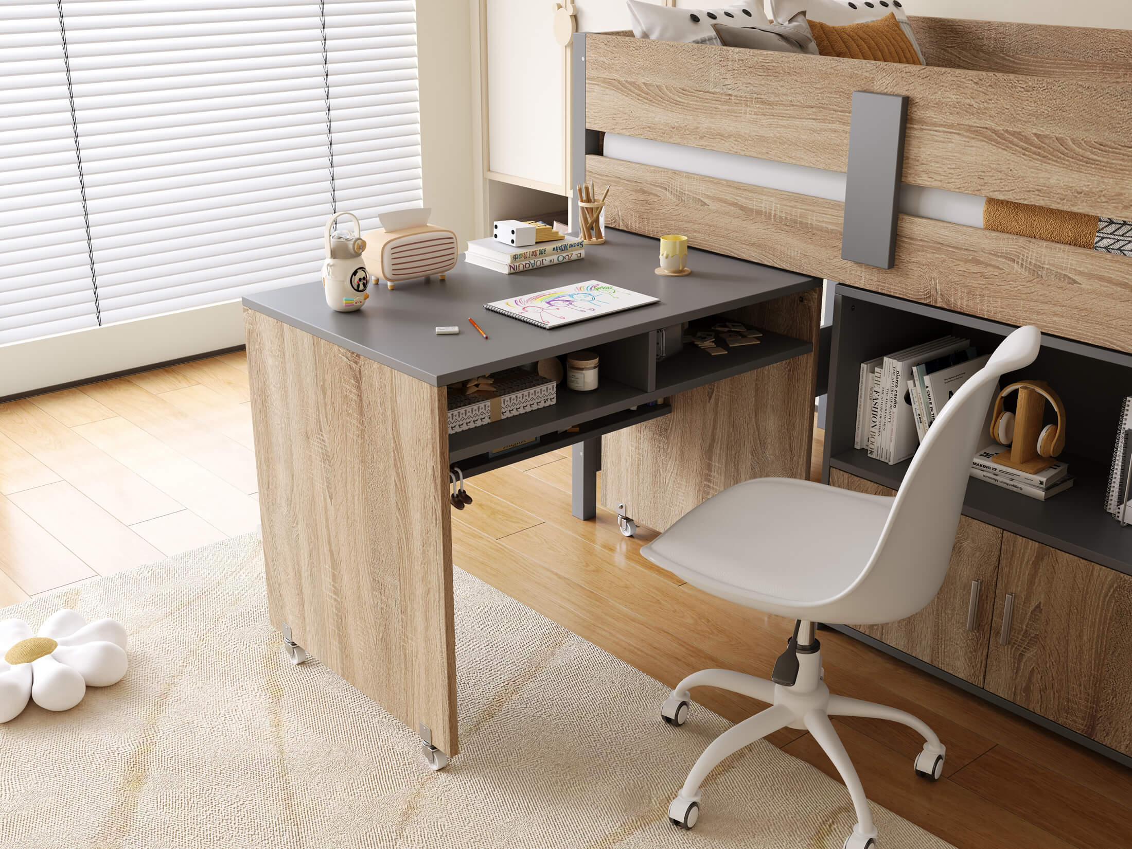 Alfie Midi Sleeper Grey & Medium Oak