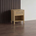 Alicia Wooden Rattan Bedside with Drawer Oak