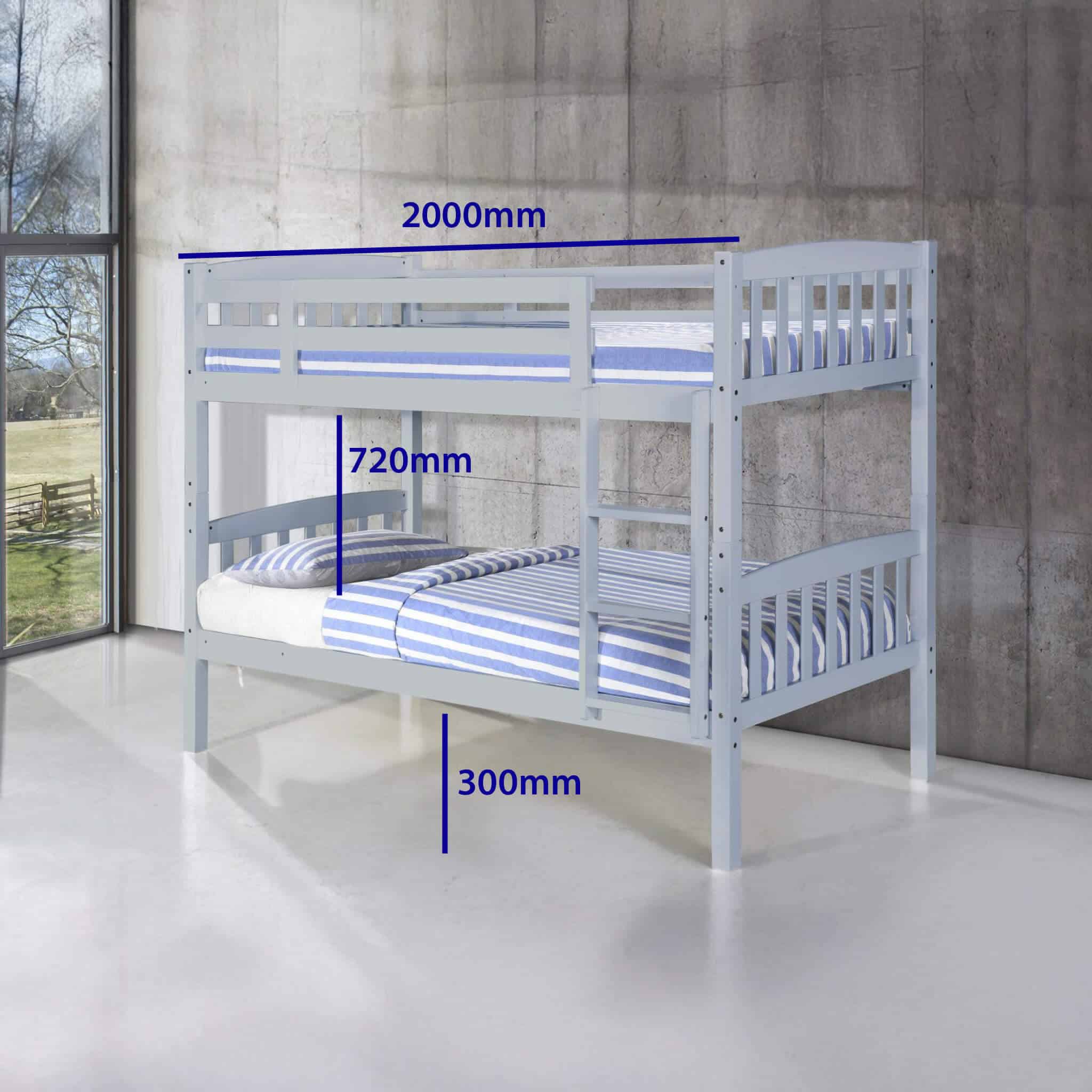 Ashbrook Solid Wood Bunk Bed Grey