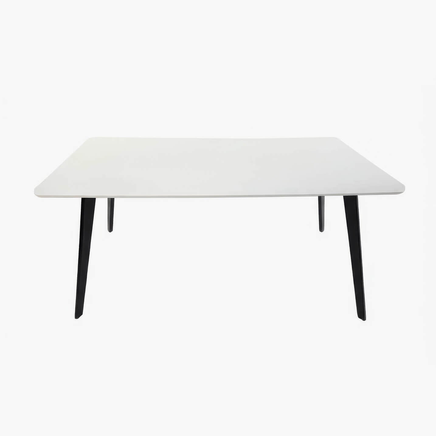 Belgium Large Dining Table White with Black Legs