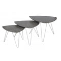 Cannon Nest of Tables Stone with White Metal Legs