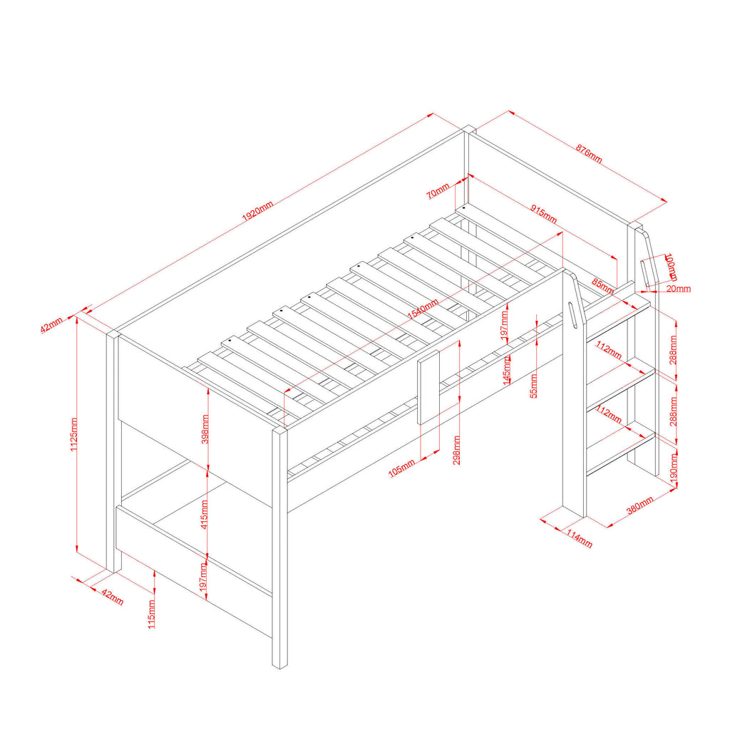 Alfie Midi Sleeper Grey & Medium Oak