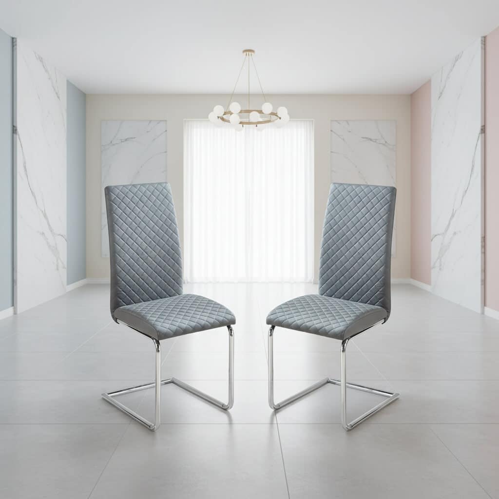 Dresden PU Chairs Chrome & Grey (2s)