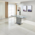 Dresden Extending Clear Glass Dining Table HG Grey & Steel