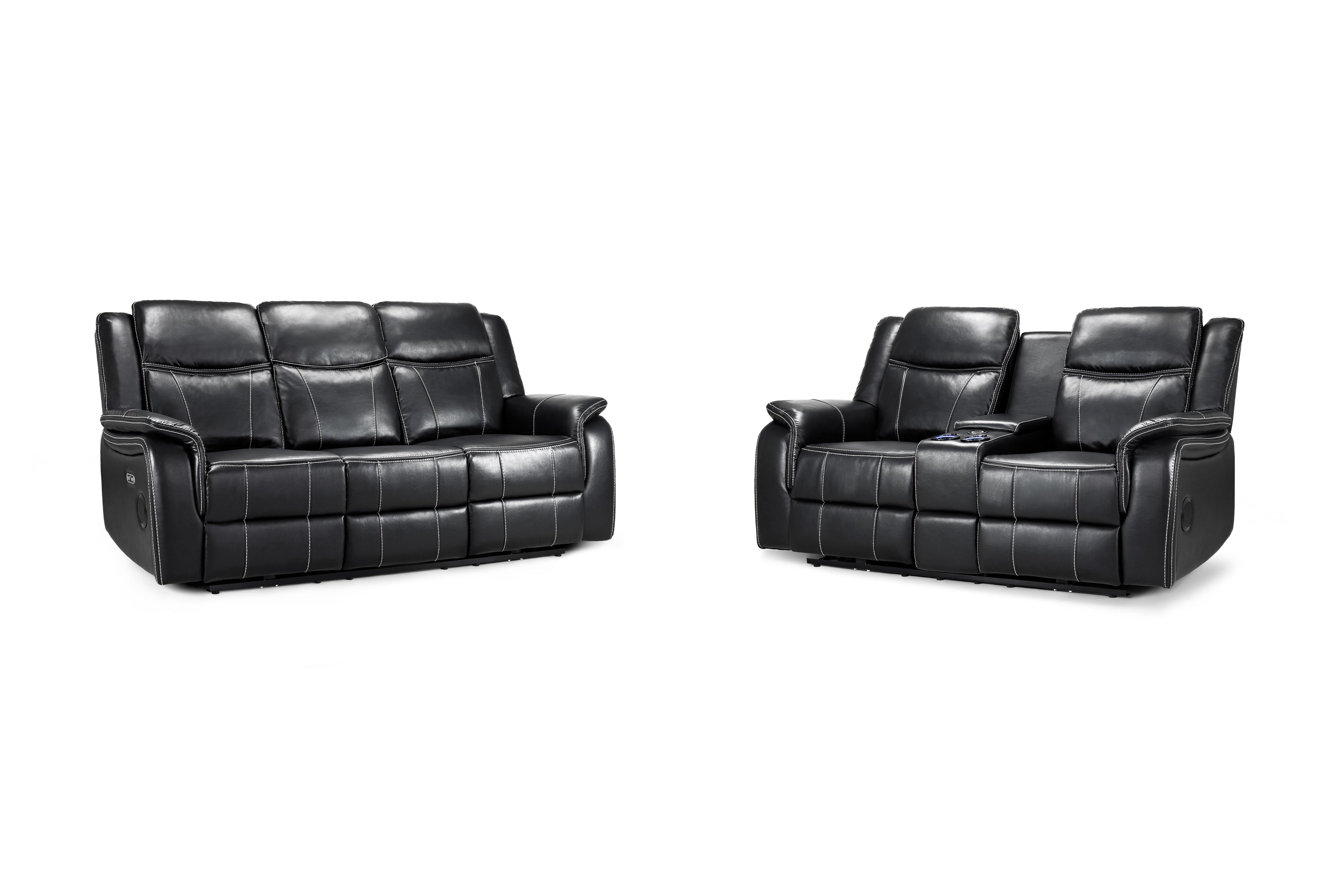 Galaxy Tech Electric Recliner Sofa Black 3+2 Set