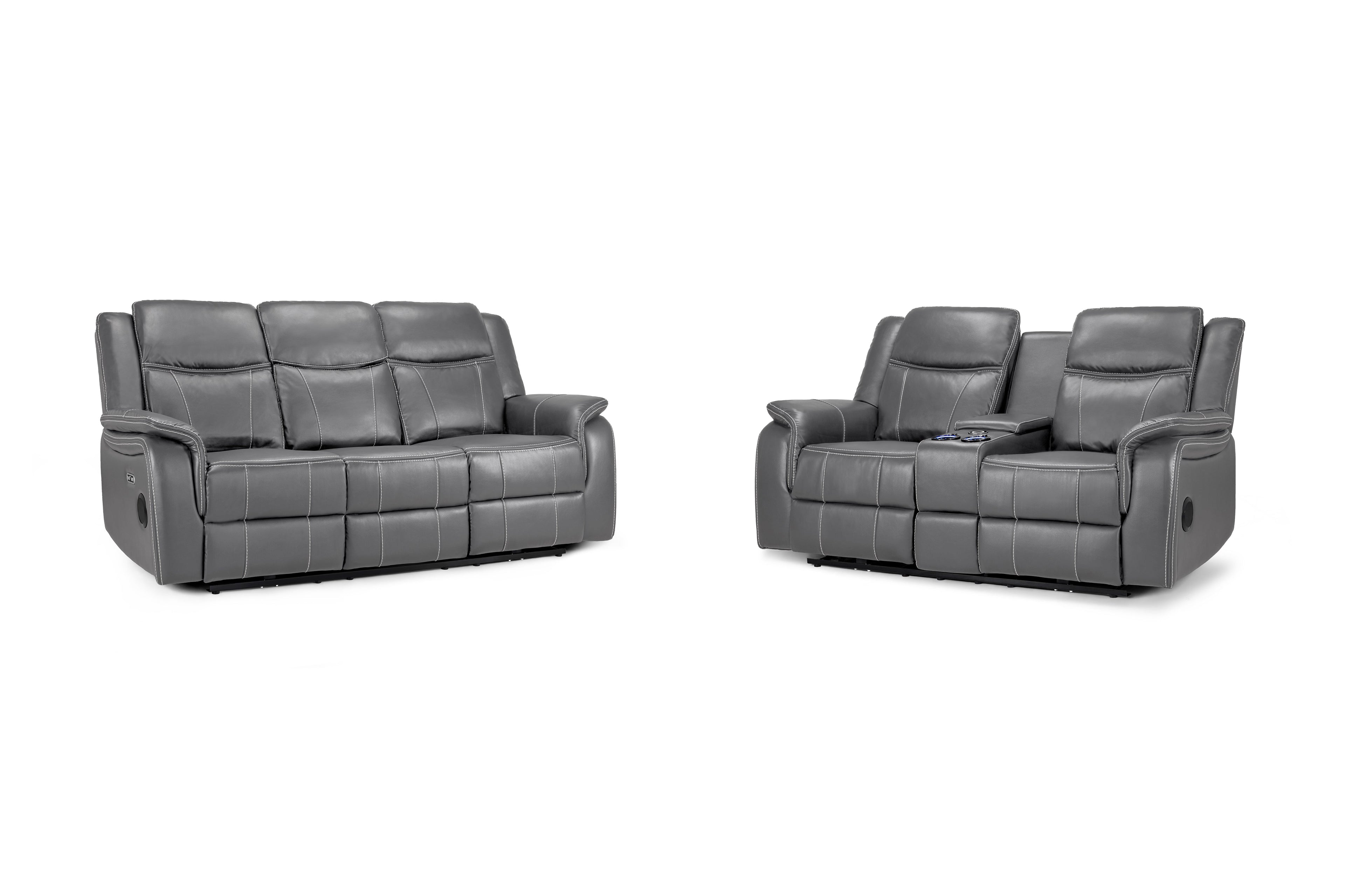 Galaxy Tech Electric Recliner Sofa Grey 3+2 Set