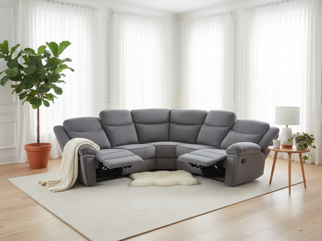 Myra Recliner Sofa Grey Large Corner