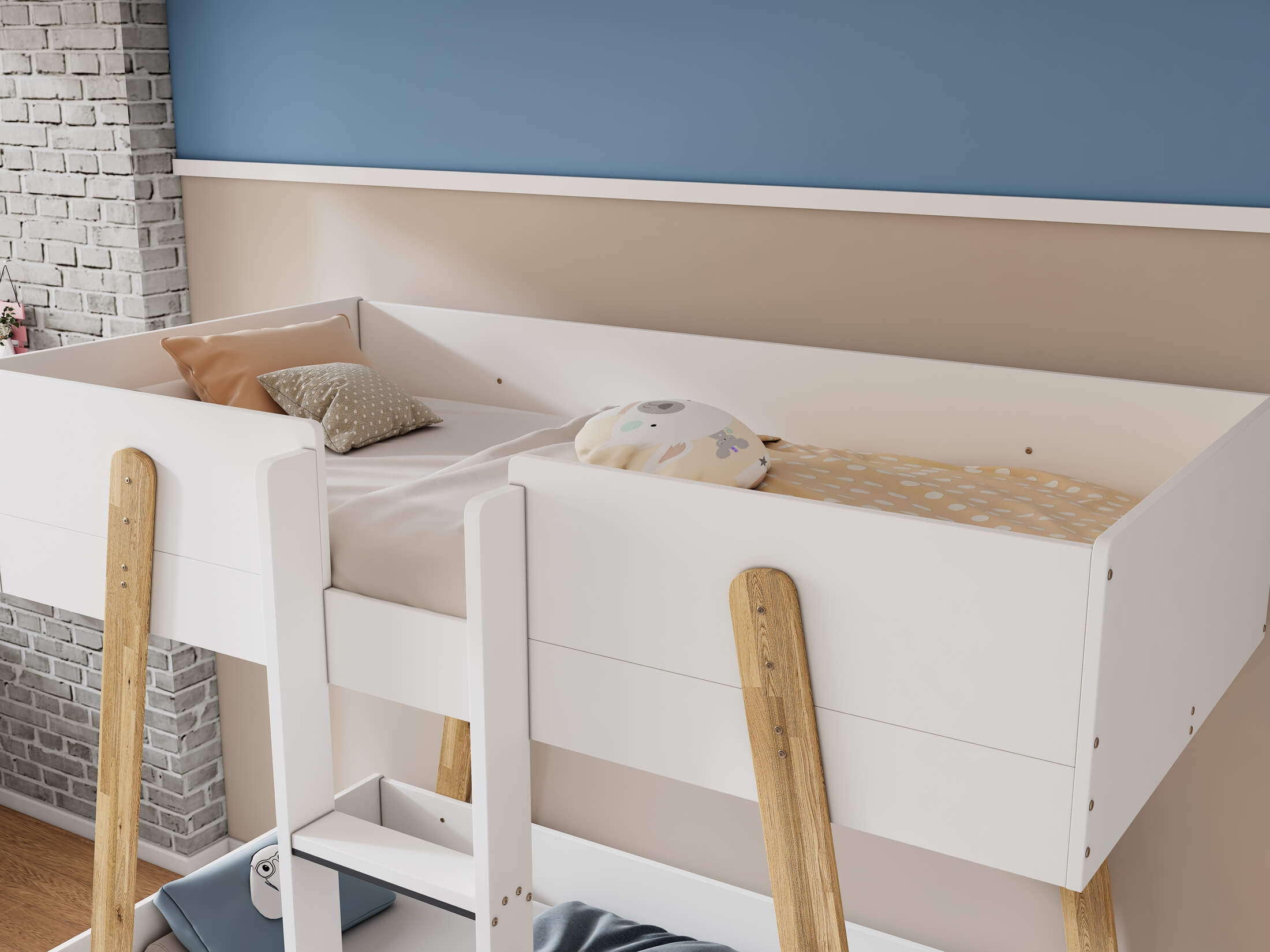 Jerry Bunk Bed White & Oak