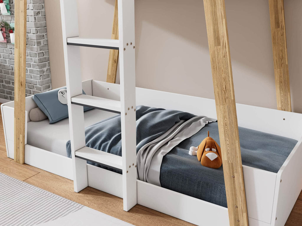 Jerry Bunk Bed White & Oak