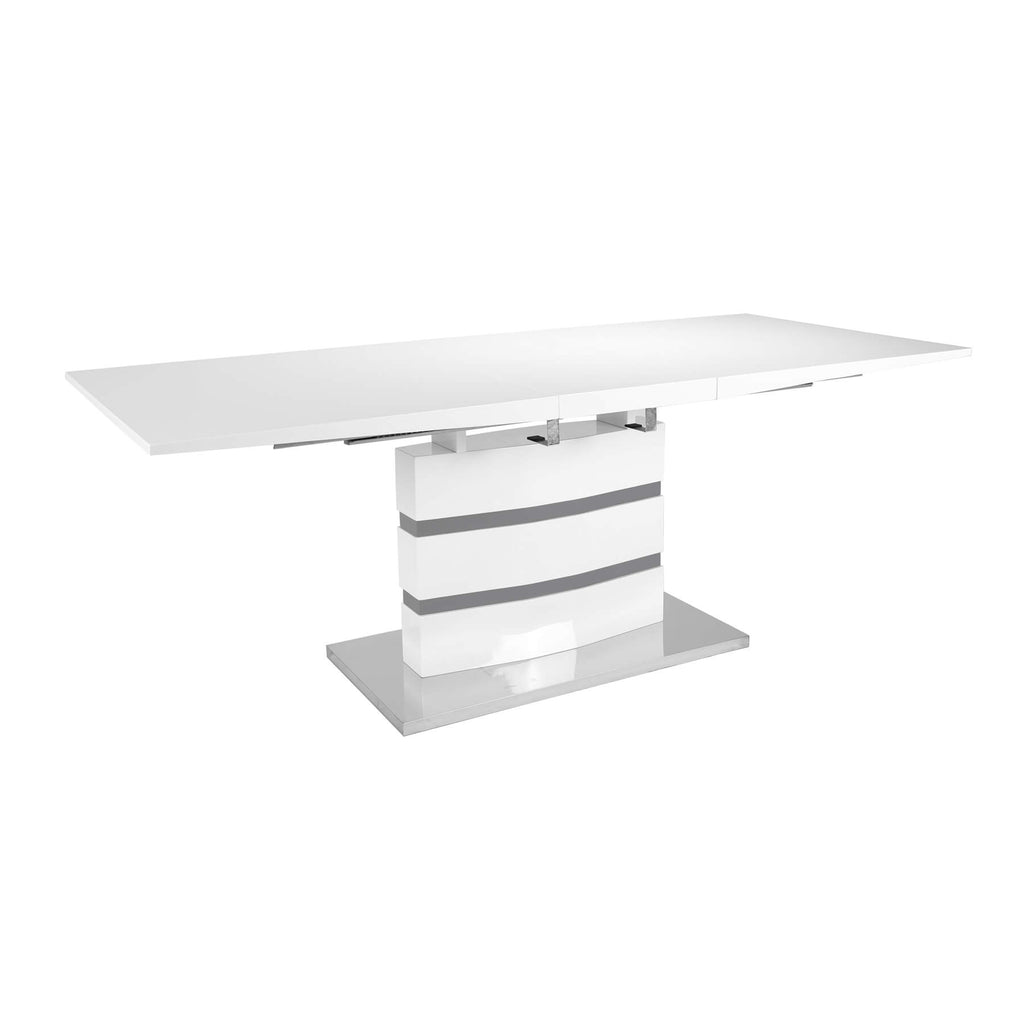 Leona High Gloss Ext Dining Table White & Grey