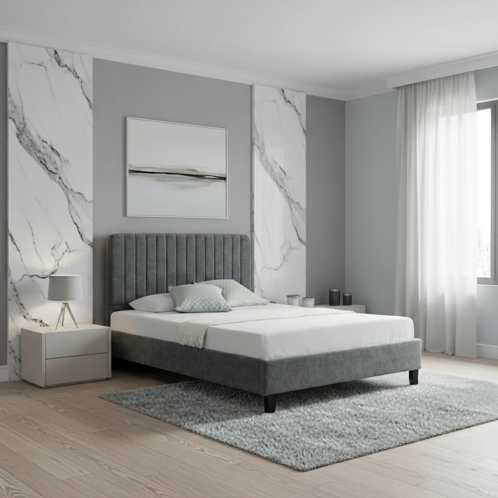 Livingstone Fabric Single Bed Grey