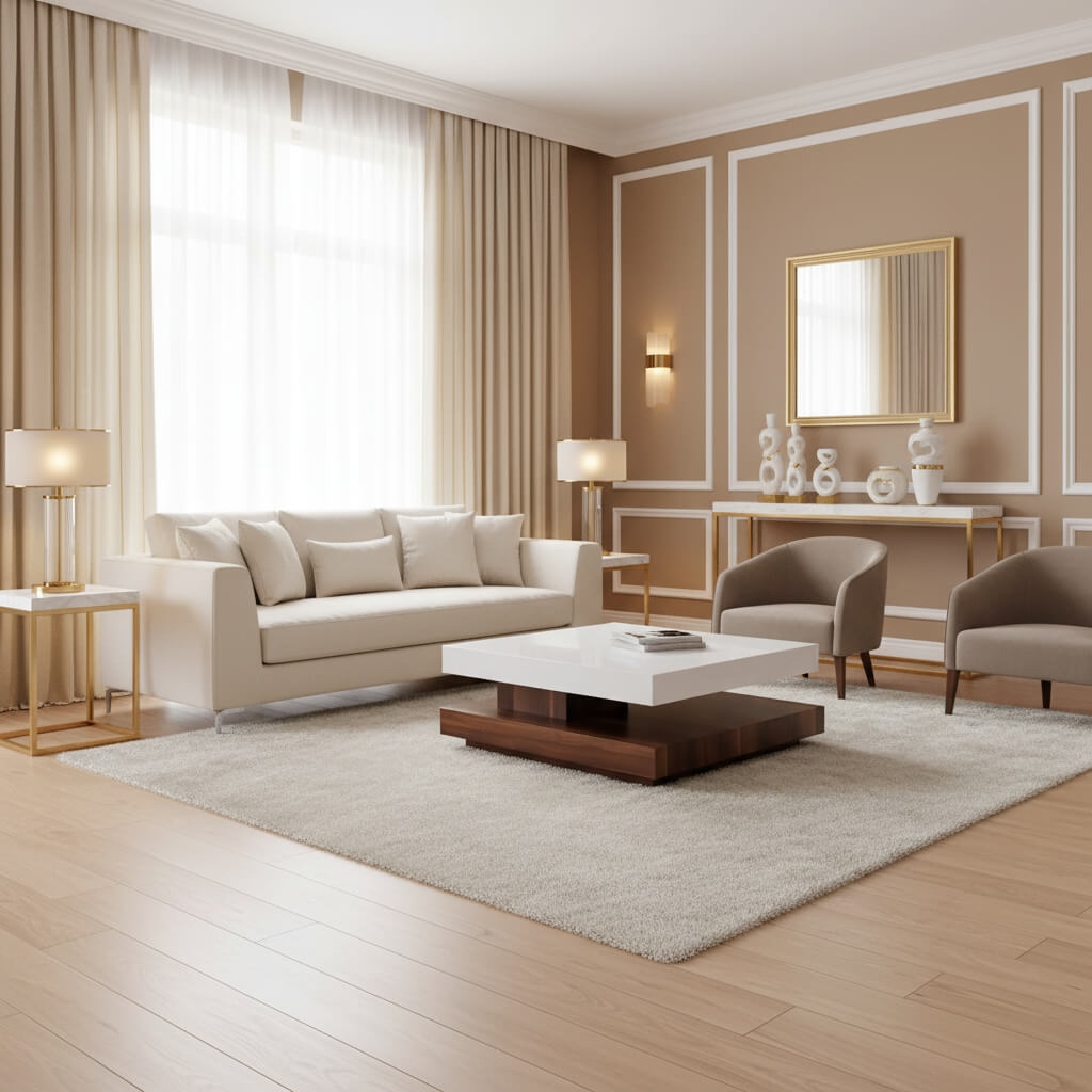 Malawi High Gloss Moveable Coffee Table White & Walnut
