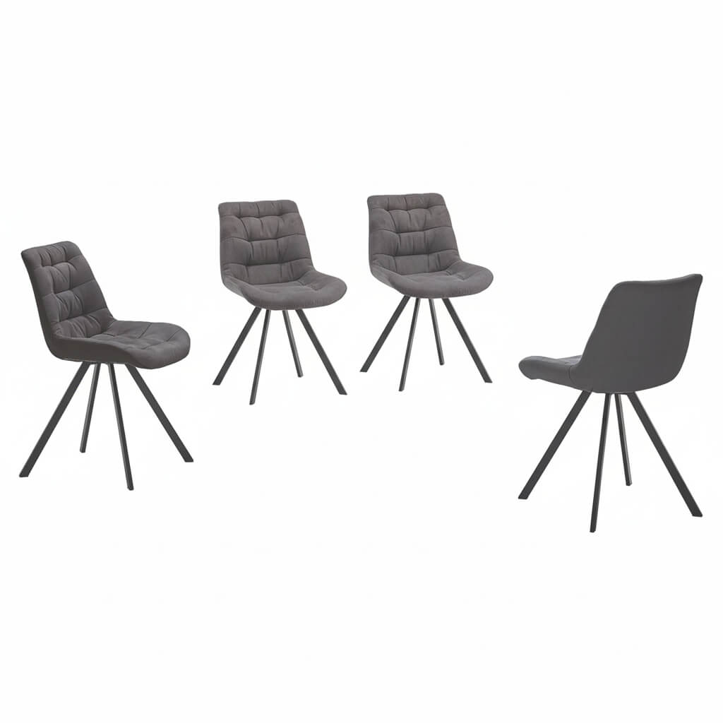 Malta Special Fabric & PU  Dining Chair Grey & Black