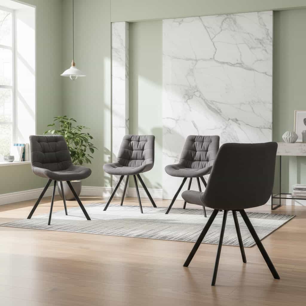 Malta Special Fabric & PU  Dining Chair Grey & Black