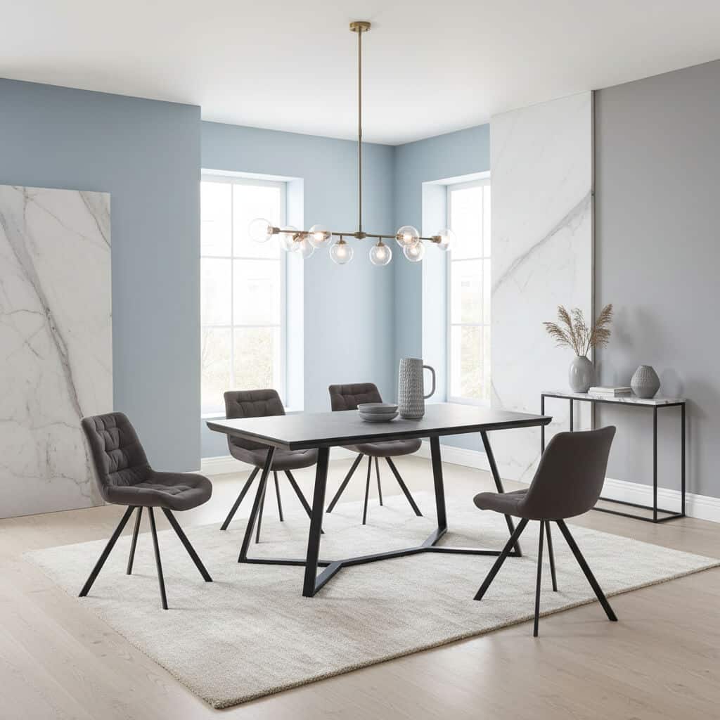 Malta Special Fabric & PU  Dining Chair Grey & Black