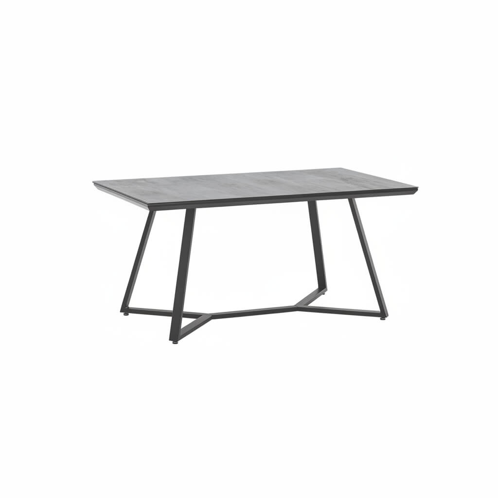 Malta Stone Effect Glass Dining Table with Black Metal Legs