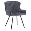 Medway Velvet Dining Chair Grey with Black Metal Legs
