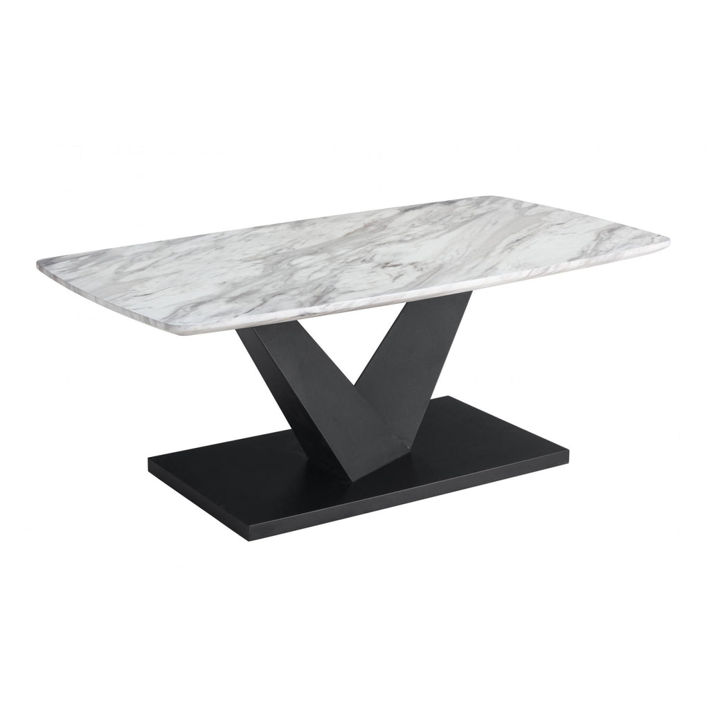 Milo Marble Effect Coffee Table with Black Base