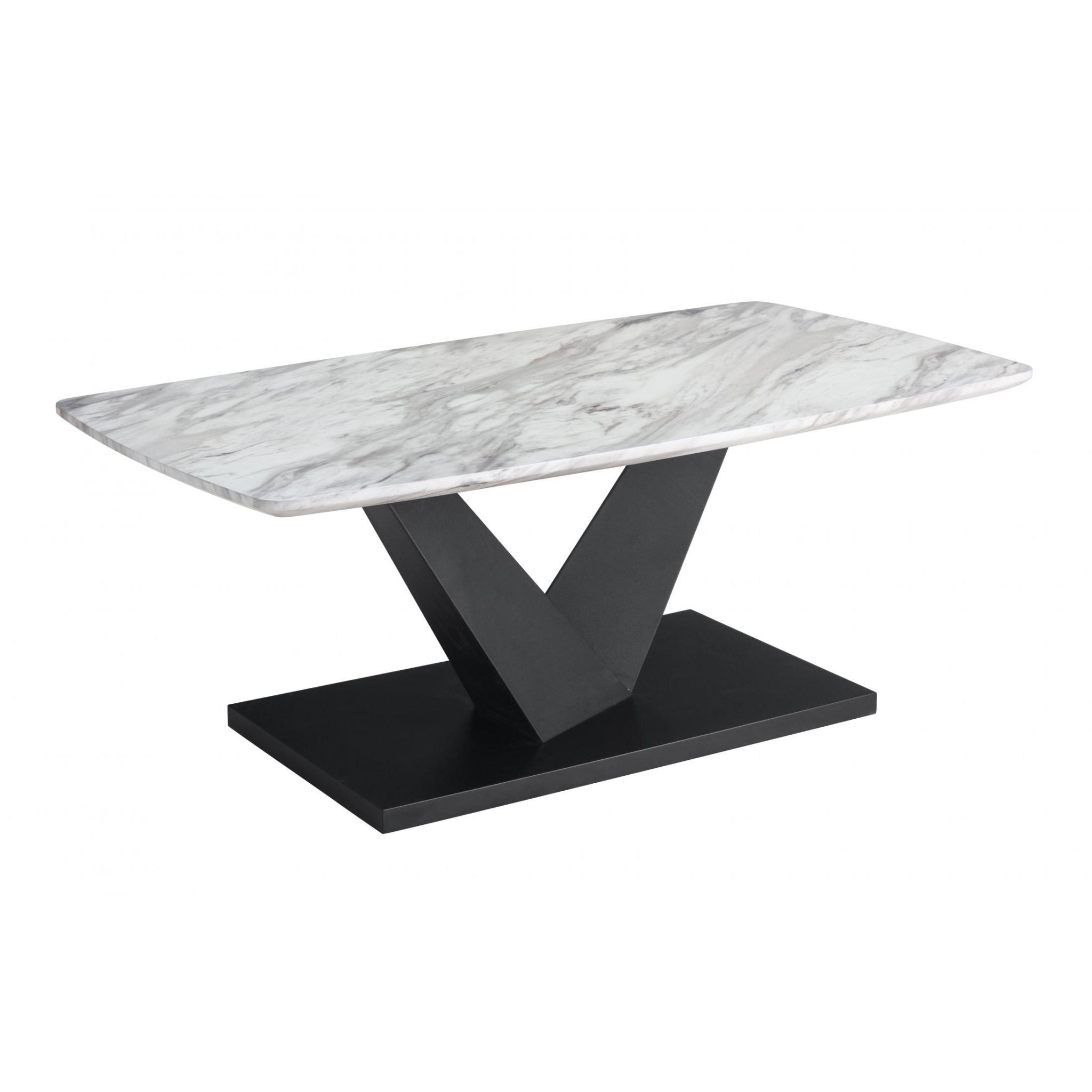 Milo Marble Effect Coffee Table with Black Base