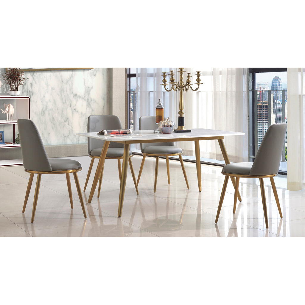 Namibia PU Dining Chair Stainless Steel Gold & Grey