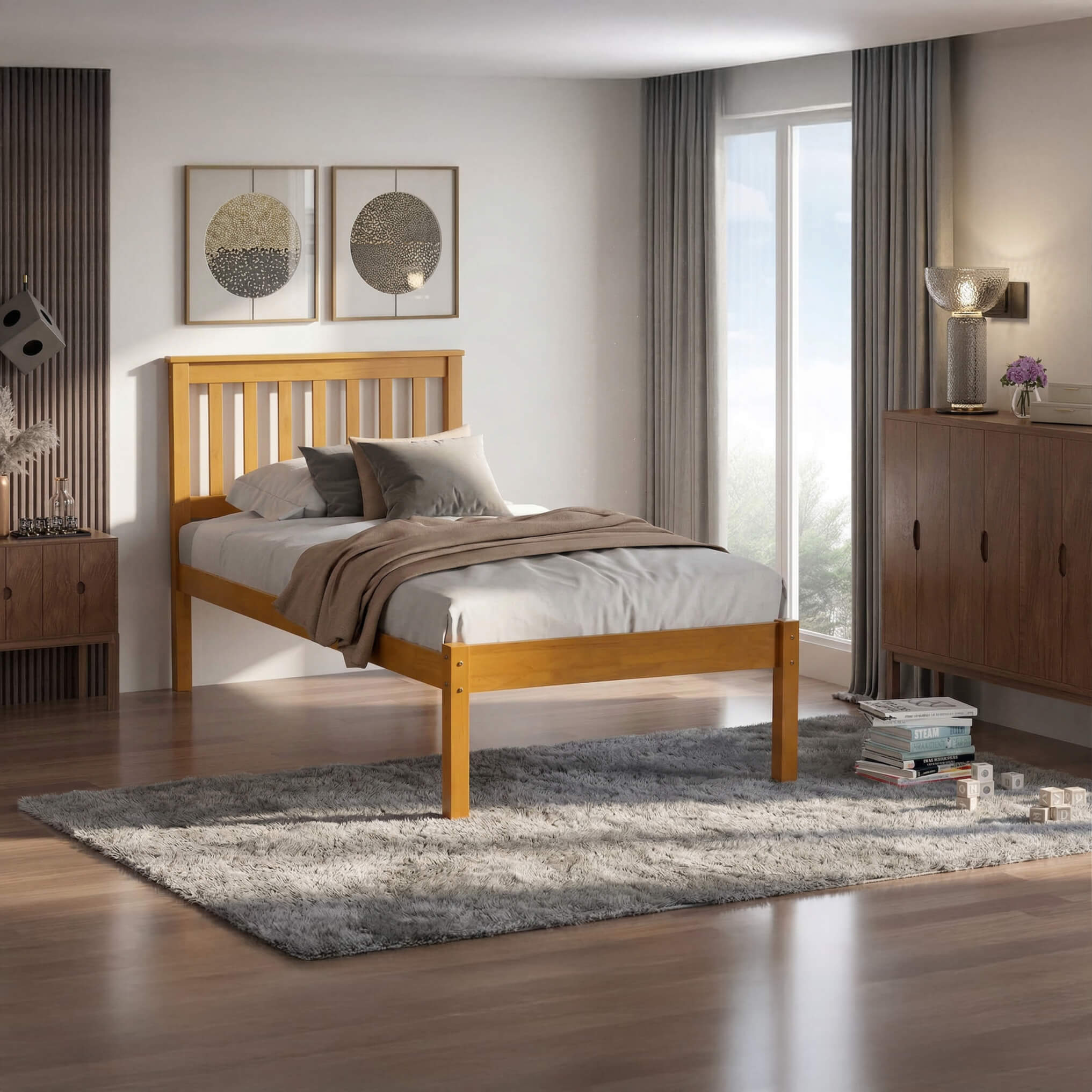 Otto Single Wooden Bed Antique Pine