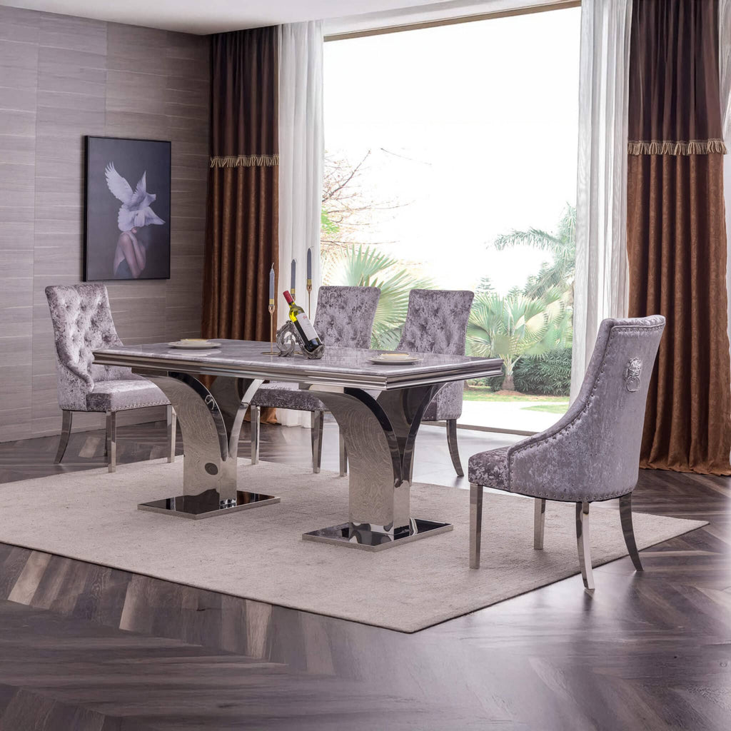 Ramada Marble Dining Table with Stainless Steel Base
