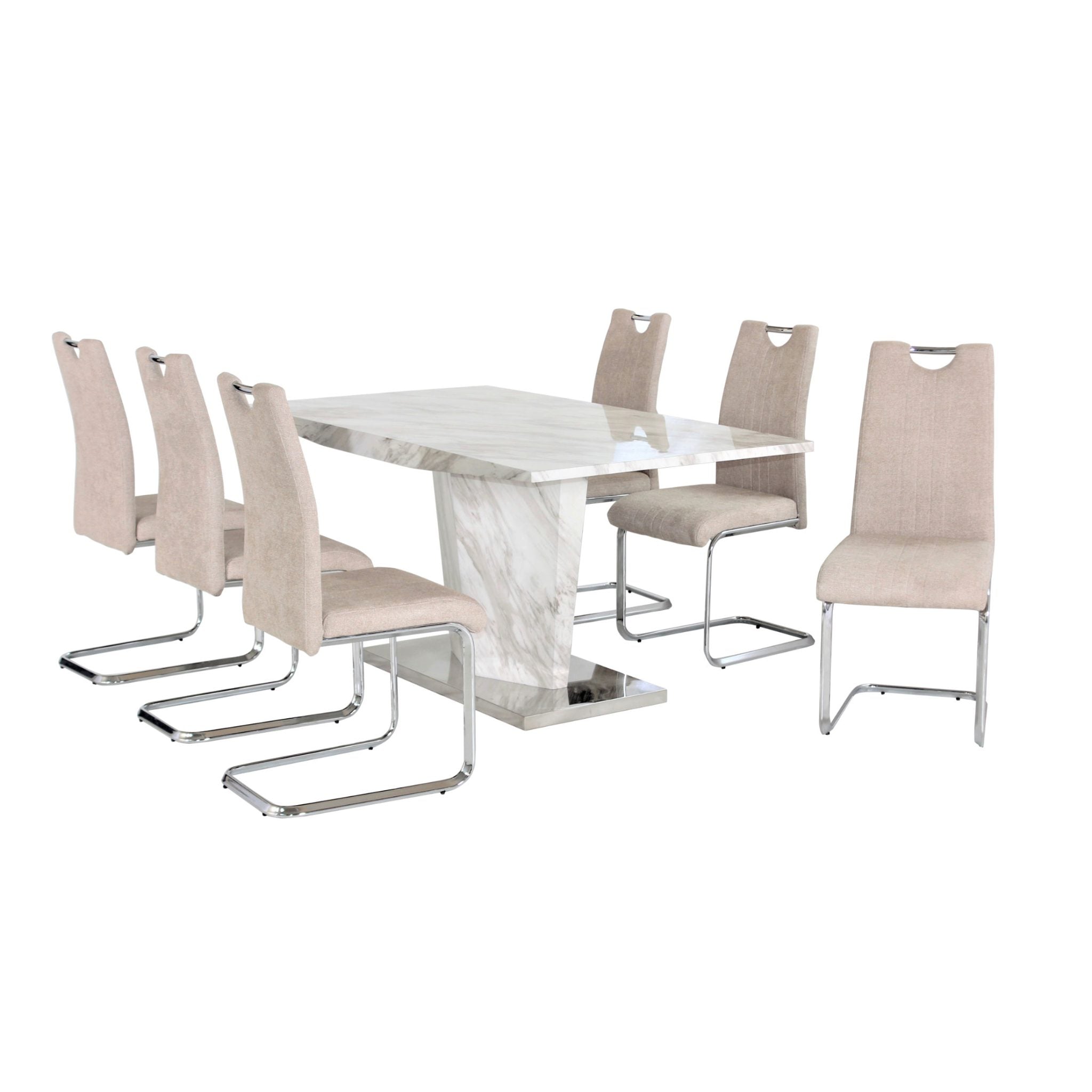 Rosebank Marble Effect Dining Table with Stainless Steel Base