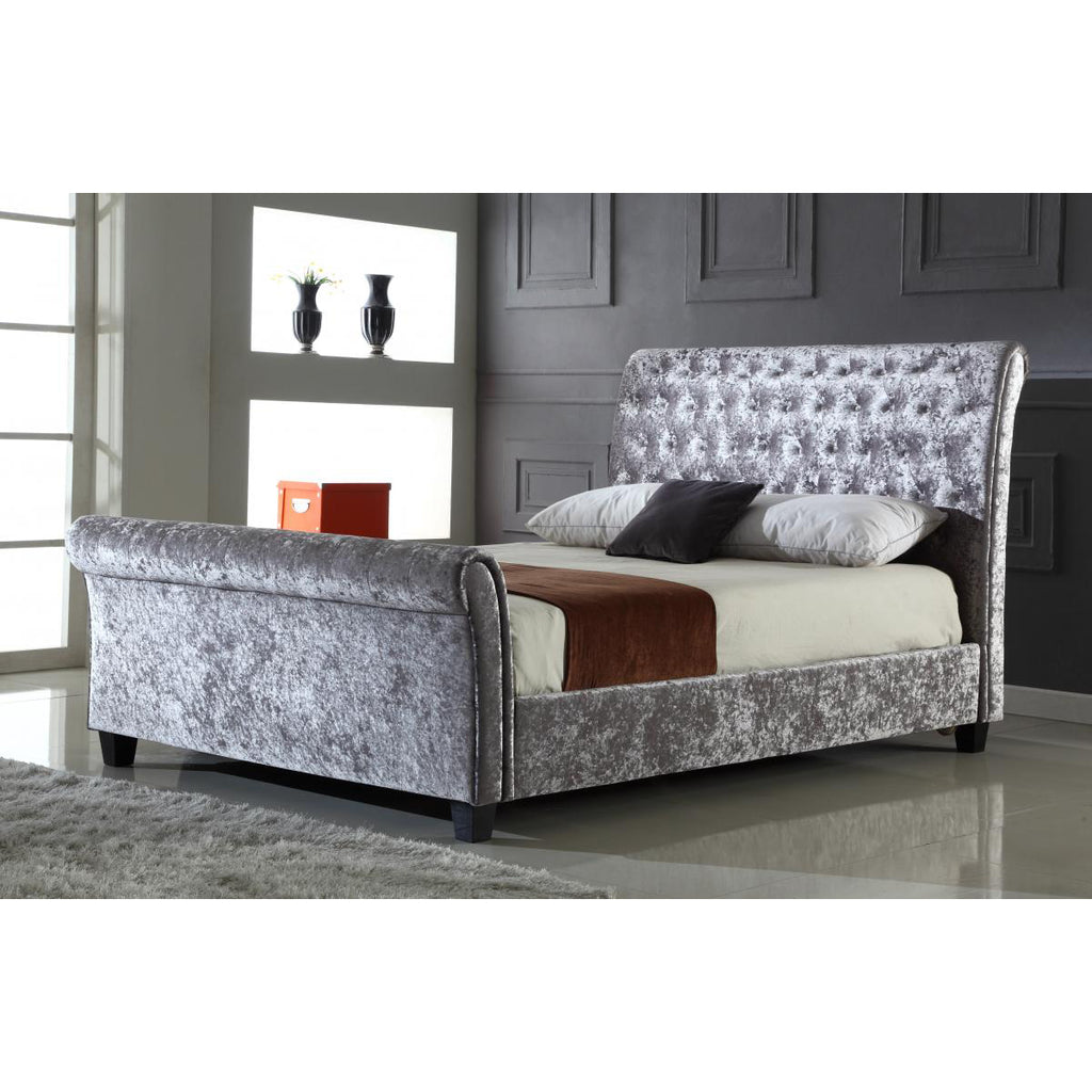Serenity Crushed Velvet King Size Bed Silver