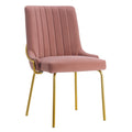 Stableford Velvet Dining Chair Pink with Gold Metal Legs
