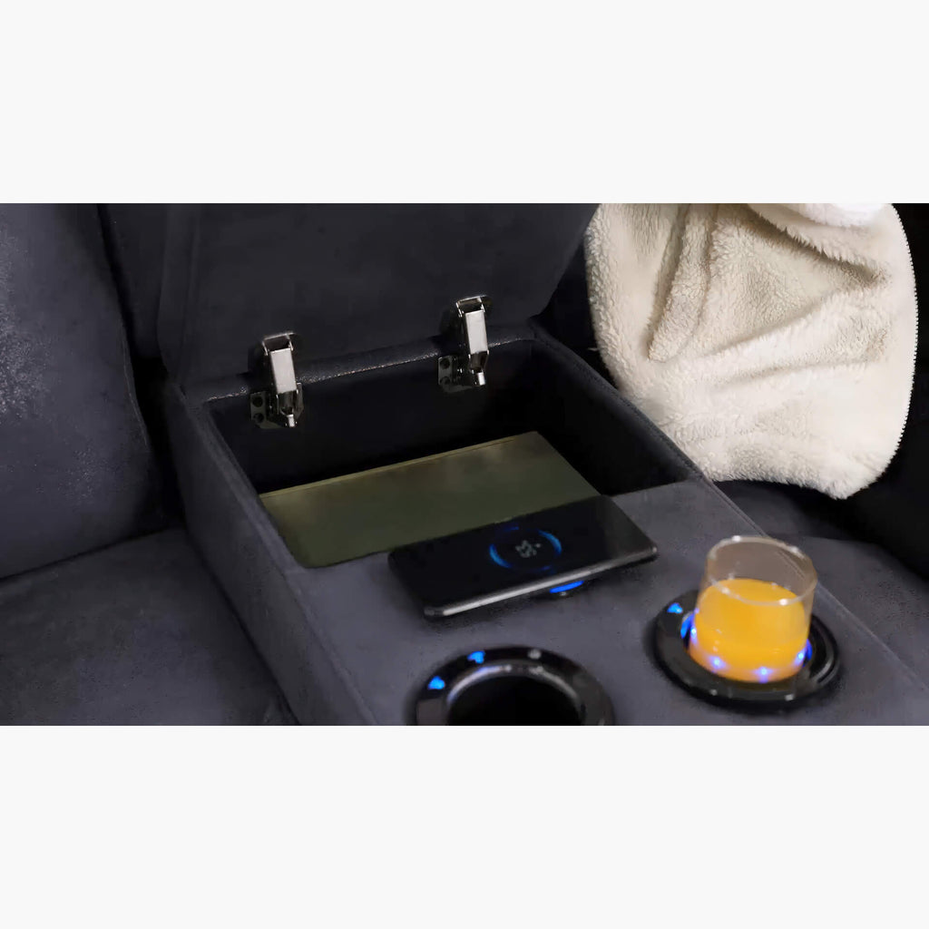 Techno Corner with 3 Power Recliners Grey