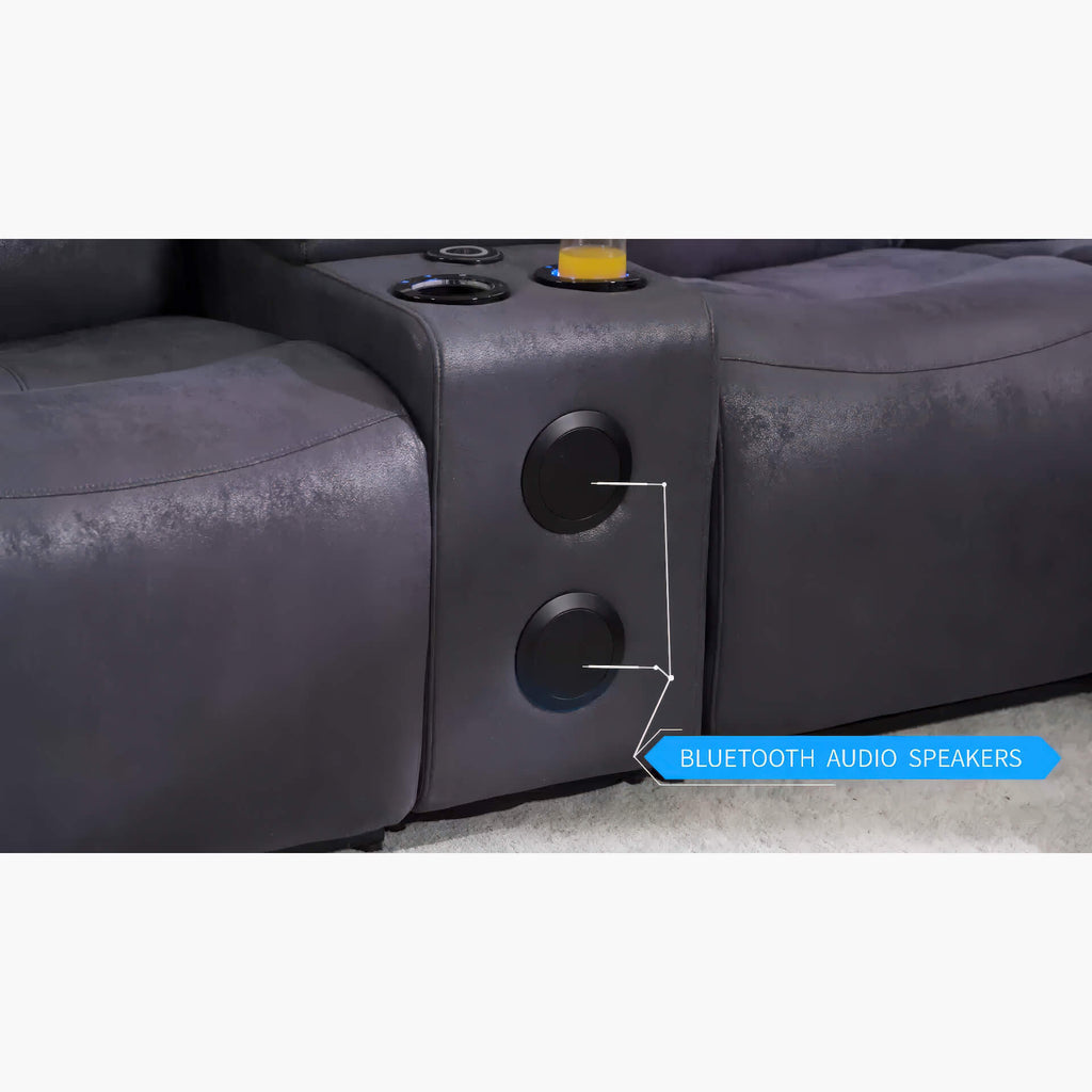 Techno Corner with 3 Power Recliners Grey