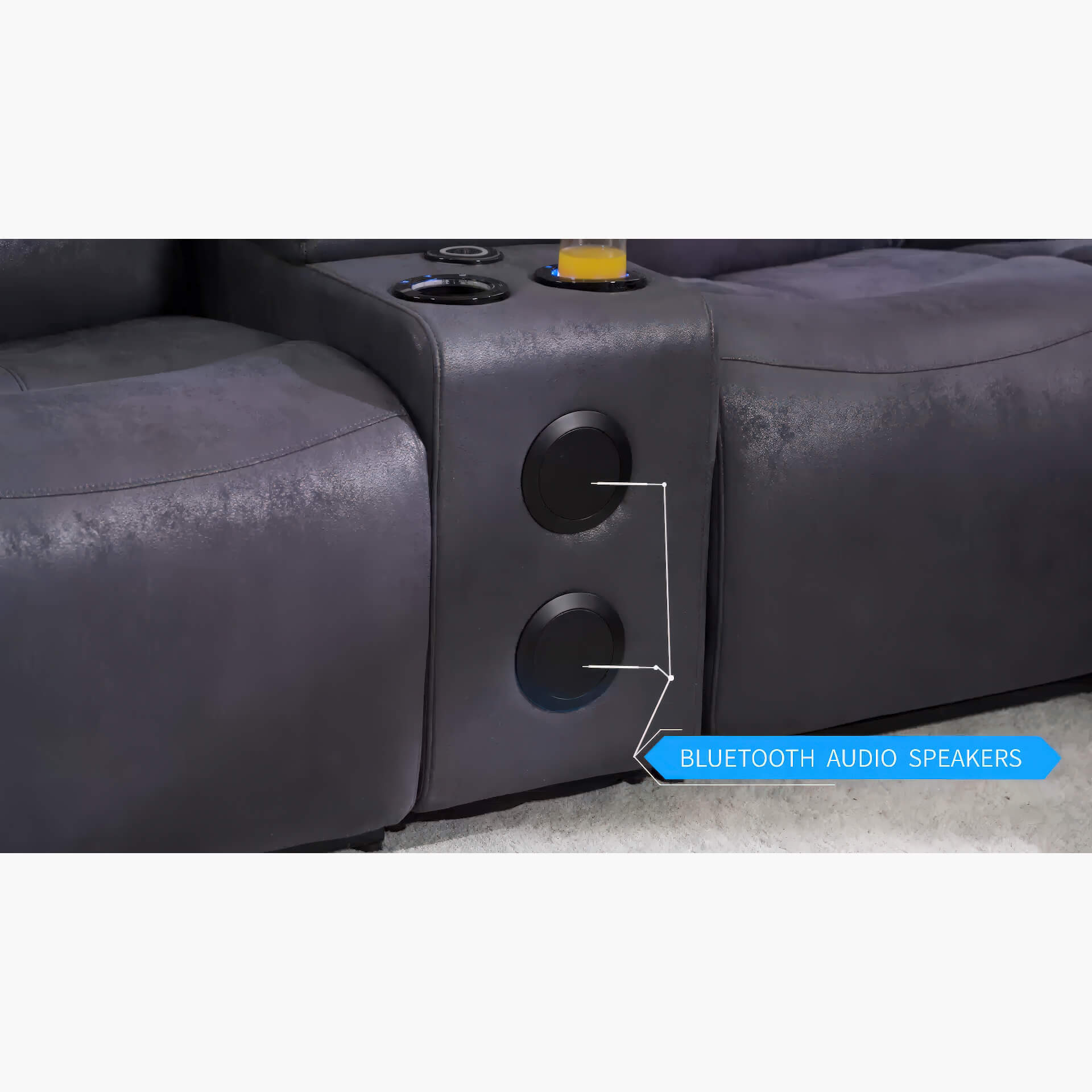 Techno Corner with 3 Power Recliners Grey