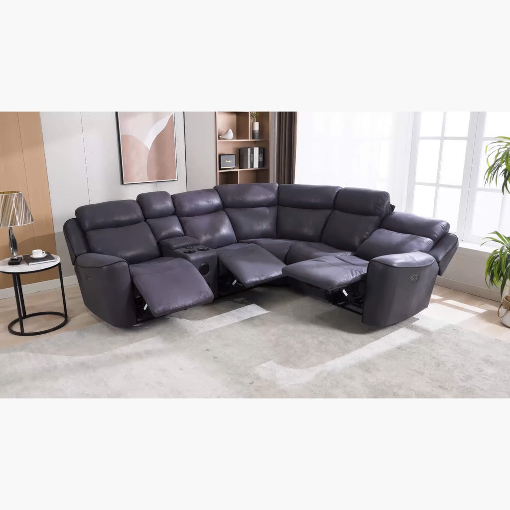 Techno Corner with 3 Power Recliners Grey