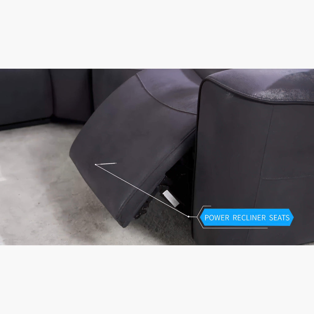 Techno Corner with 3 Power Recliners Grey