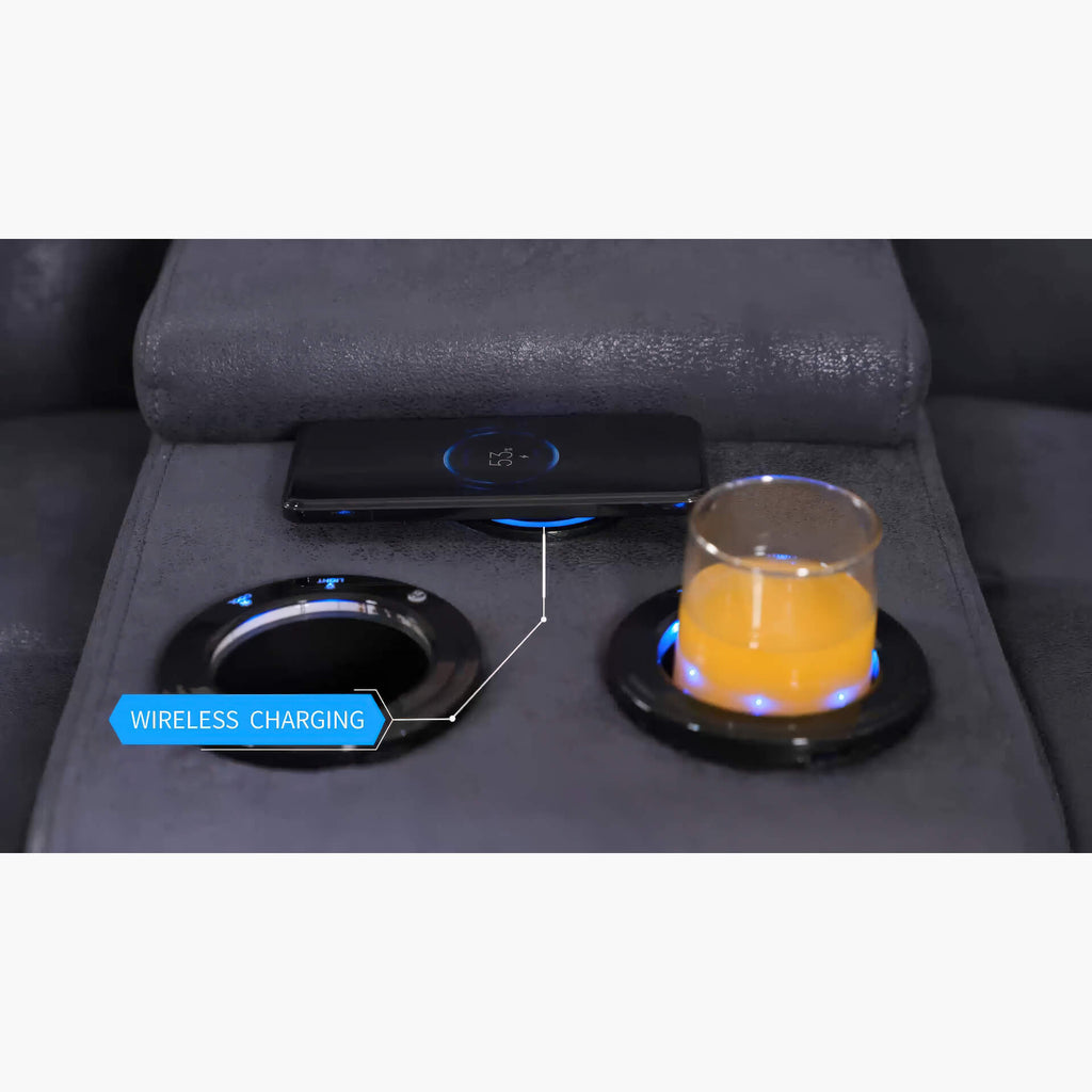 Techno Corner with 3 Power Recliners Grey