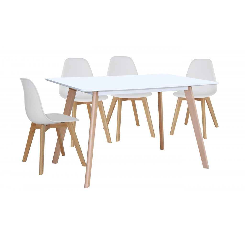 Belgium Medium Dining Table White with Beech legs