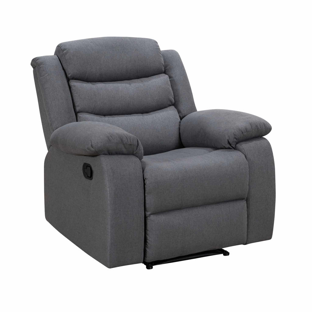 Turin Recliner Fabric 1 Seater Grey Dark