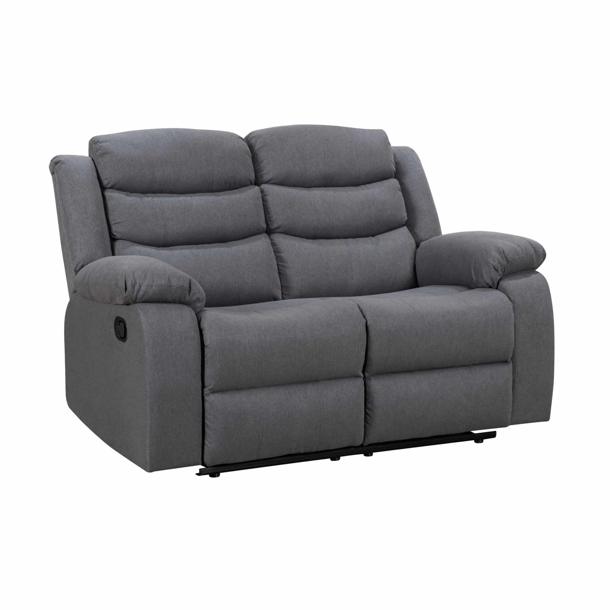 Turin Recliner Fabric 2 Seater Grey Dark