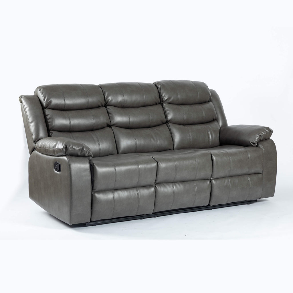 Turin Recliner Leather Aire 3 Seater Grey