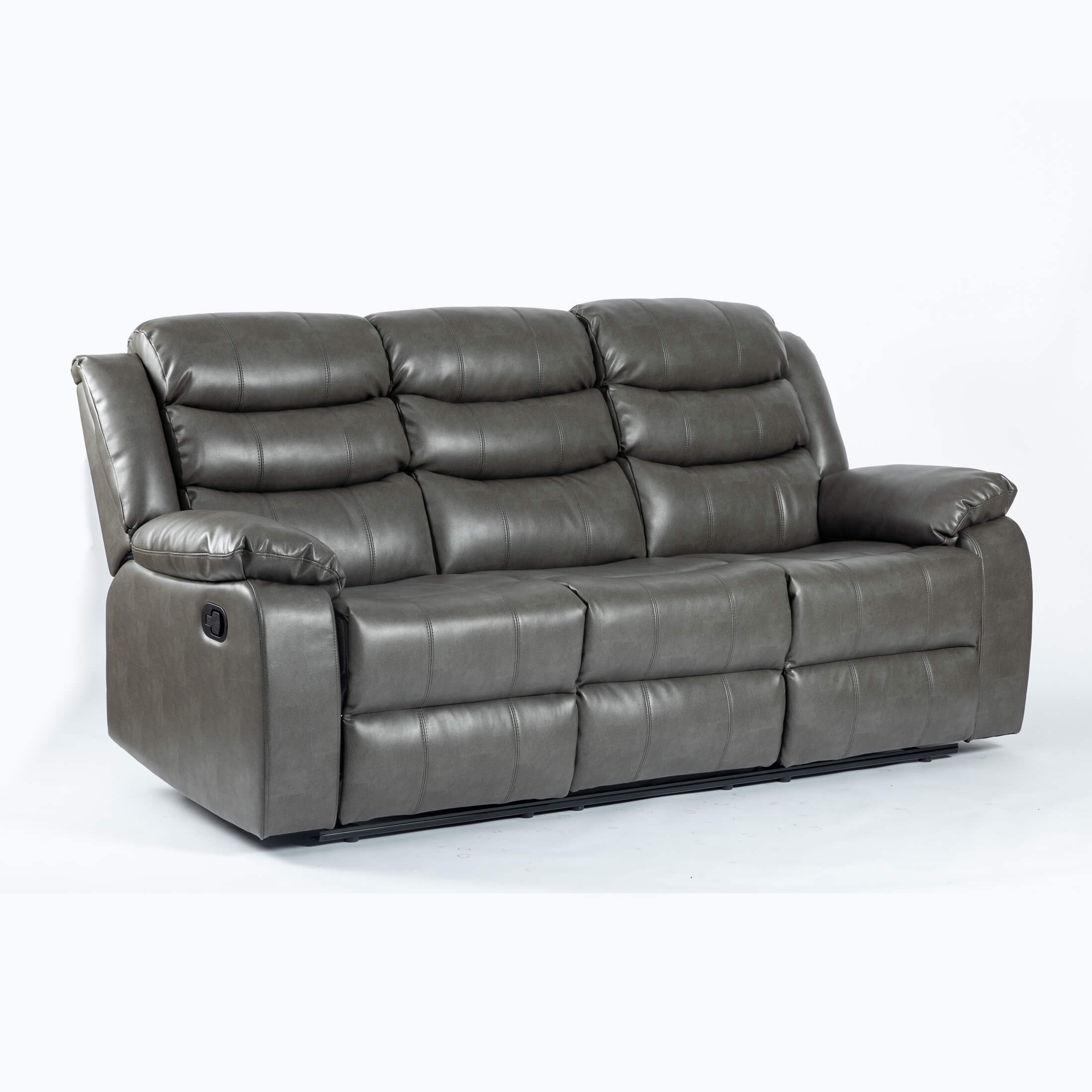 Turin Recliner Leather Aire 3 Seater Grey
