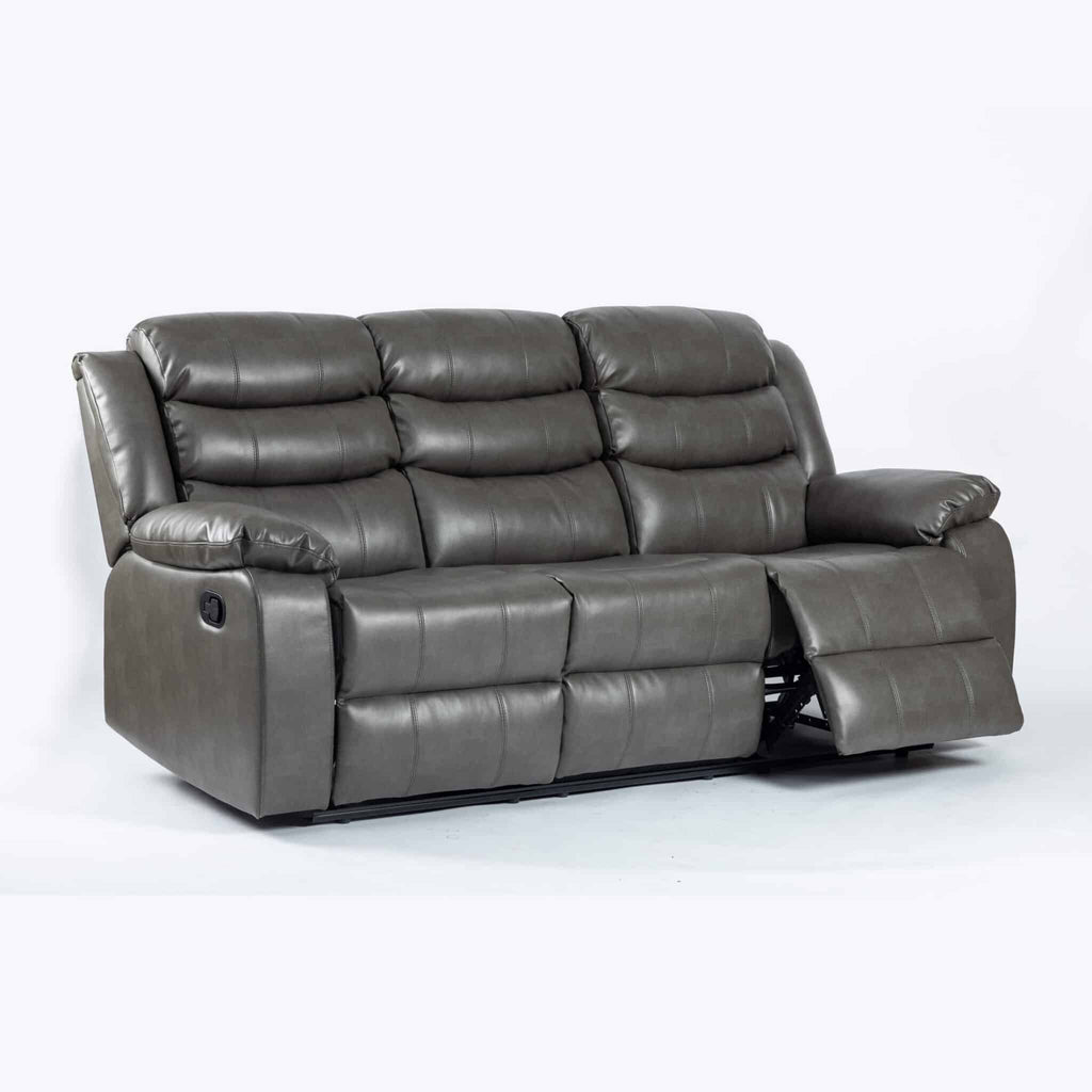 Turin Recliner Leather Aire 3 Seater Grey