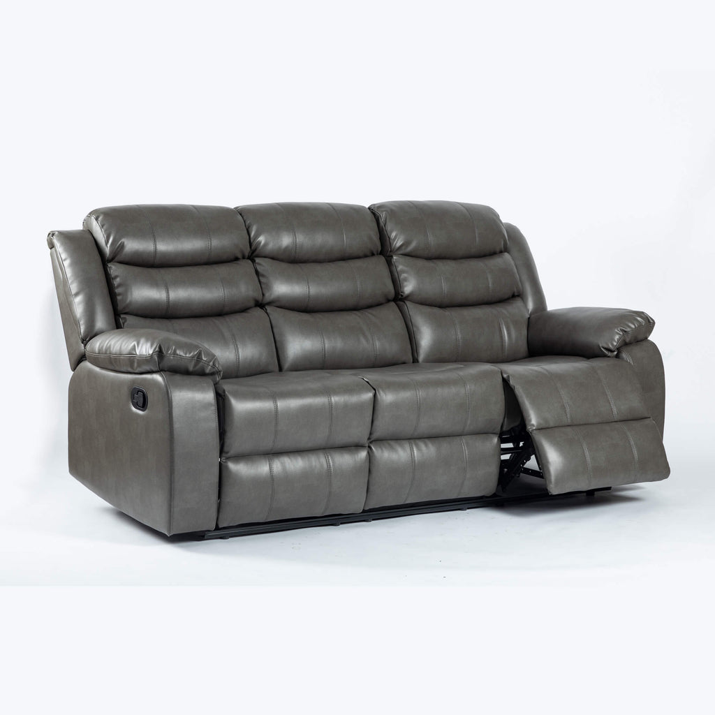 Turin Recliner Leather Aire 3 Seater Grey