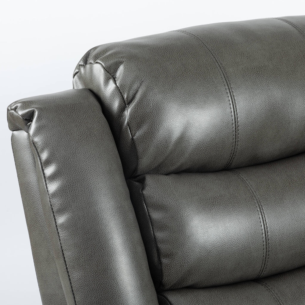 Turin Recliner Leather Aire 3 Seater Grey