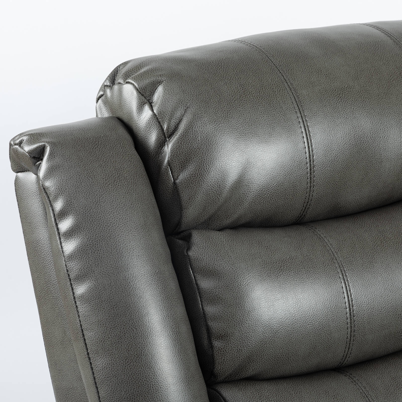 Turin Recliner Leather Aire 3 Seater Grey