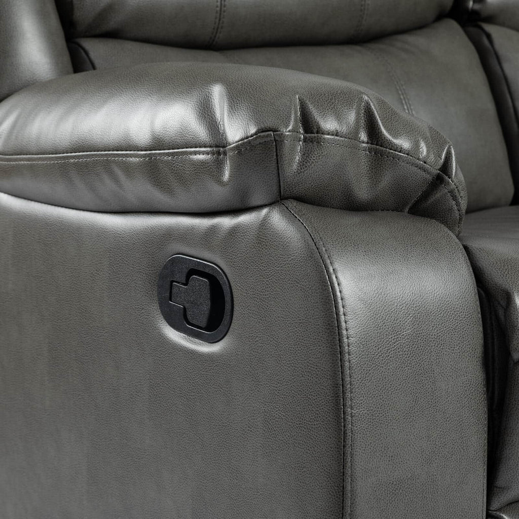 Turin Recliner Leather Aire 3 Seater Grey
