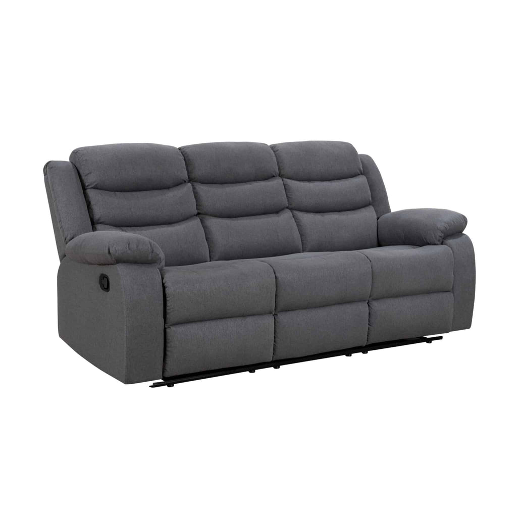 Turin Recliner Fabric 3 Seater Grey Dark